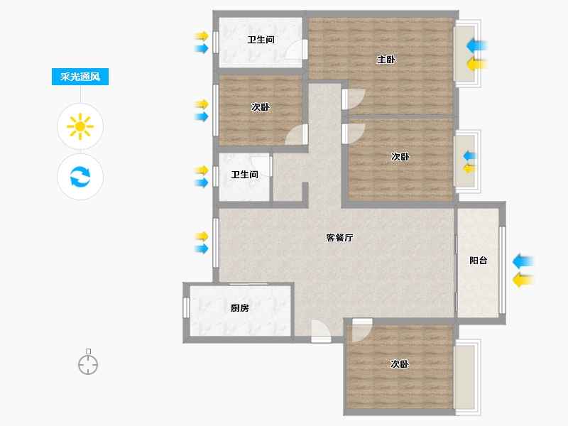 山东省-济南市-地平西棠观樾-125.00-户型库-采光通风