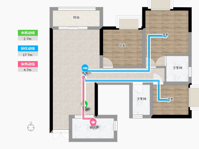 四川省-泸州市-府河新城-105.00-户型库-动静线