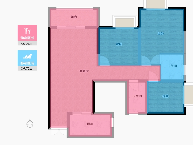 四川省-泸州市-府河新城-105.00-户型库-动静分区