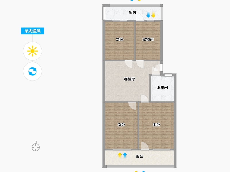 山东省-济南市-实力小区-105.00-户型库-采光通风