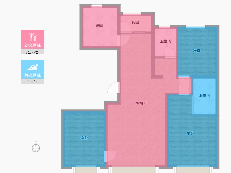 吉林省-长春市-润德华城-94.47-户型库-动静分区