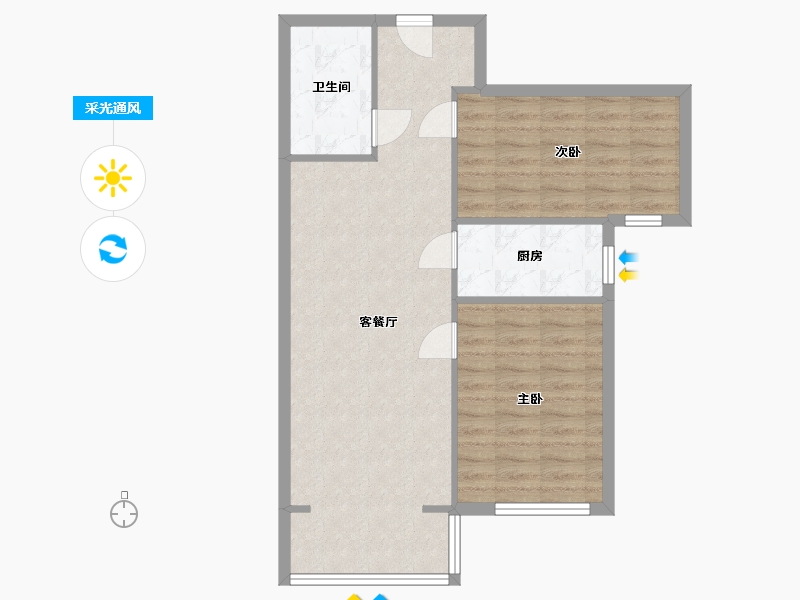 河北省-石家庄市-瑞景华庭-77.00-户型库-采光通风