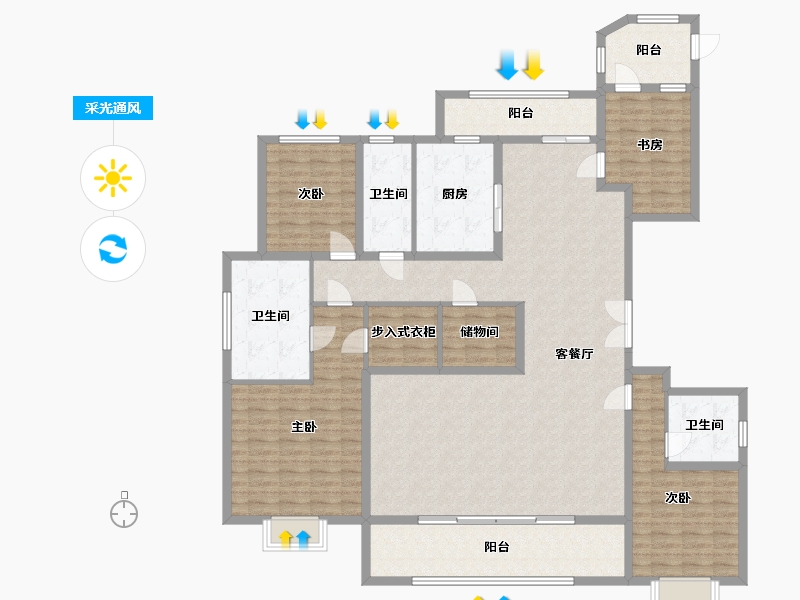 浙江省-杭州市-信达中心杭州壹号院-170.00-户型库-采光通风