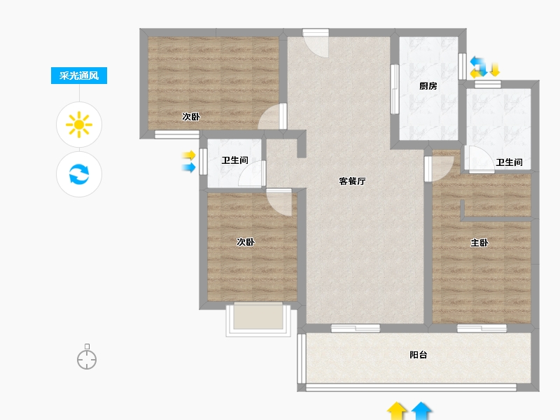 云南省-昆明市-融创文旅城-96.00-户型库-采光通风