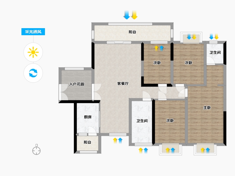 贵州省-黔东南苗族侗族自治州-新城欣园-122.00-户型库-采光通风