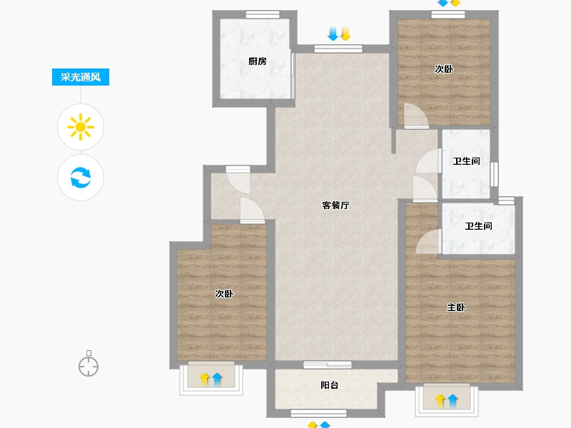 山东省-枣庄市-梁众·苹果郡-100.00-户型库-采光通风