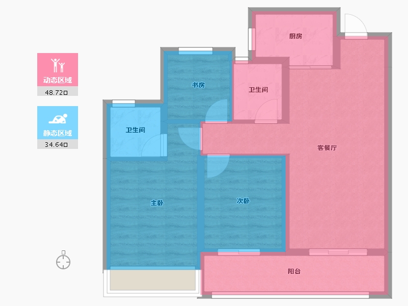 浙江省-杭州市-龙湖天瑄城-80.00-户型库-动静分区