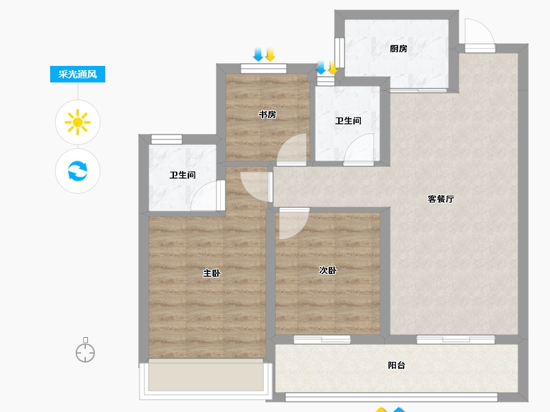 浙江省-杭州市-龙湖天瑄城-80.00-户型库-采光通风