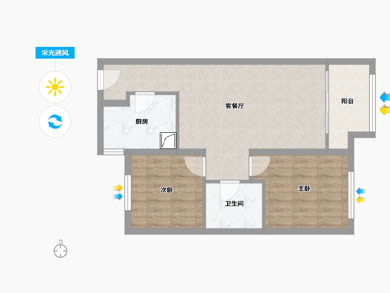 河北省-廊坊市-霸州温泉新都孔雀城·宜园-58.00-户型库-采光通风