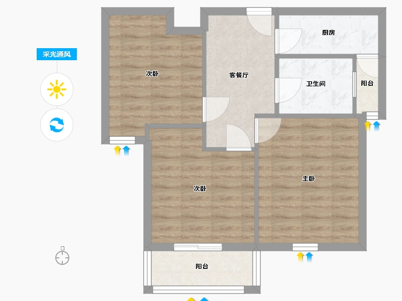 上海-上海市-馨佳园(菊泉街1398弄)-57.09-户型库-采光通风