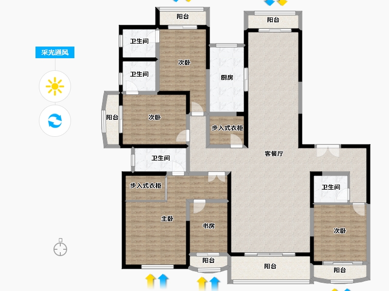 陕西省-渭南市-鸿基紫御观邸-272.00-户型库-采光通风