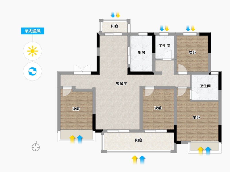 河南省-平顶山市-建业-128.00-户型库-采光通风