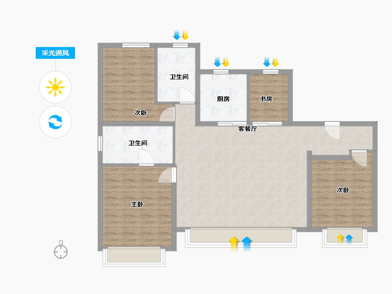 陕西省-西安市-融创望江府-112.90-户型库-采光通风