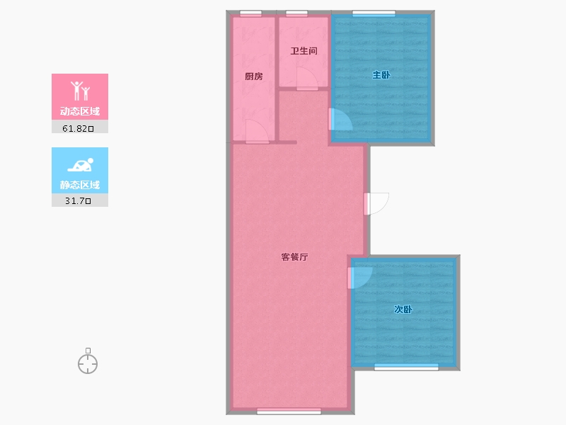 内蒙古自治区-鄂尔多斯市-惠新苑-85.00-户型库-动静分区