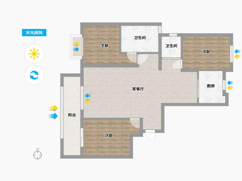 山东省-潍坊市-润诚·外滩华府-101.00-户型库-采光通风