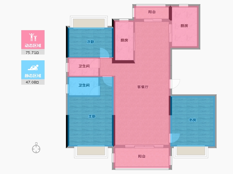 云南省-昆明市-碧桂园东园-117.08-户型库-动静分区