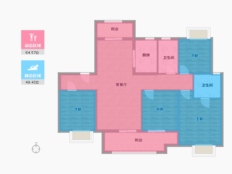 湖北省-襄阳市-雅居乐玺悦-102.74-户型库-动静分区