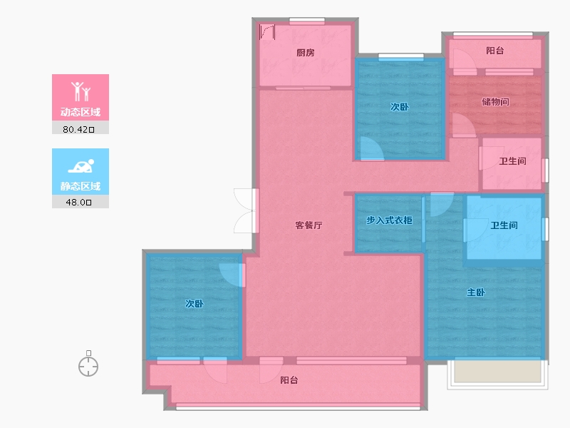 山东省-济南市-鲁商金茂悦府-132.00-户型库-动静分区