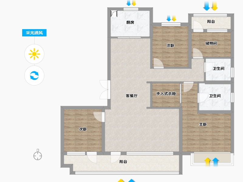 山东省-济南市-鲁商金茂悦府-132.00-户型库-采光通风