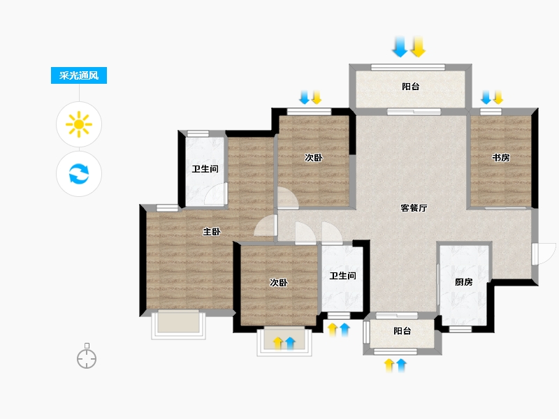 广西壮族自治区-玉林市-绿地城-102.00-户型库-采光通风