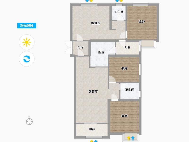 山东省-泰安市-鲁商中心-120.00-户型库-采光通风