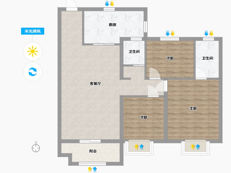 新疆维吾尔自治区-乌鲁木齐市-乌鲁木齐碧桂园-103.00-户型库-采光通风