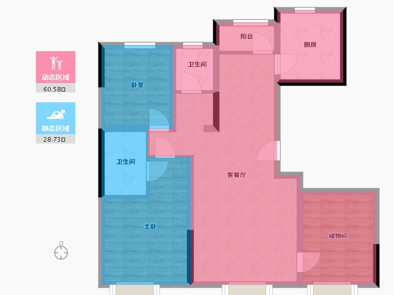 吉林省-长春市-润德华城-96.47-户型库-动静分区