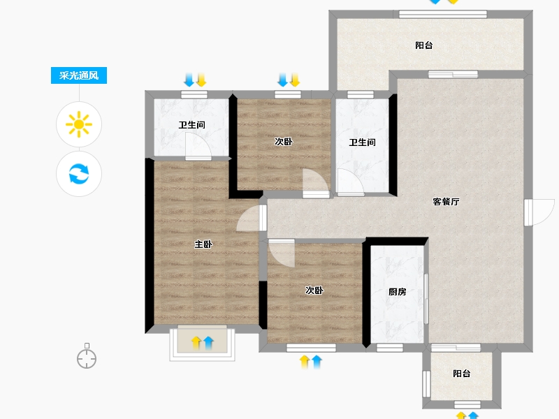 广东省-汕头市-铂悦府-101.00-户型库-采光通风