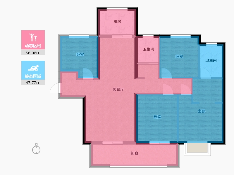 湖南省-长沙市-梅溪悦章(建设中)-102.59-户型库-动静分区