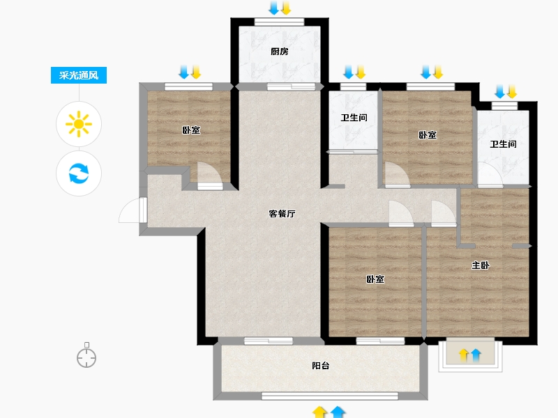 湖南省-长沙市-梅溪悦章(建设中)-102.59-户型库-采光通风