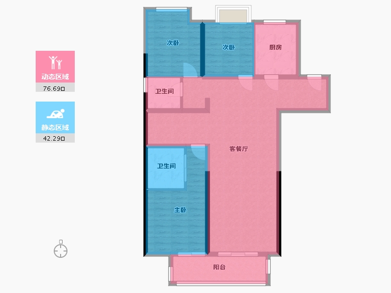 湖南省-长沙市-正荣悦玺-107.02-户型库-动静分区