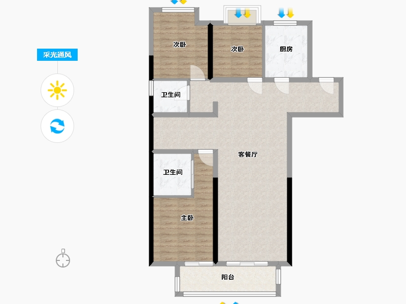 湖南省-长沙市-正荣悦玺-107.02-户型库-采光通风