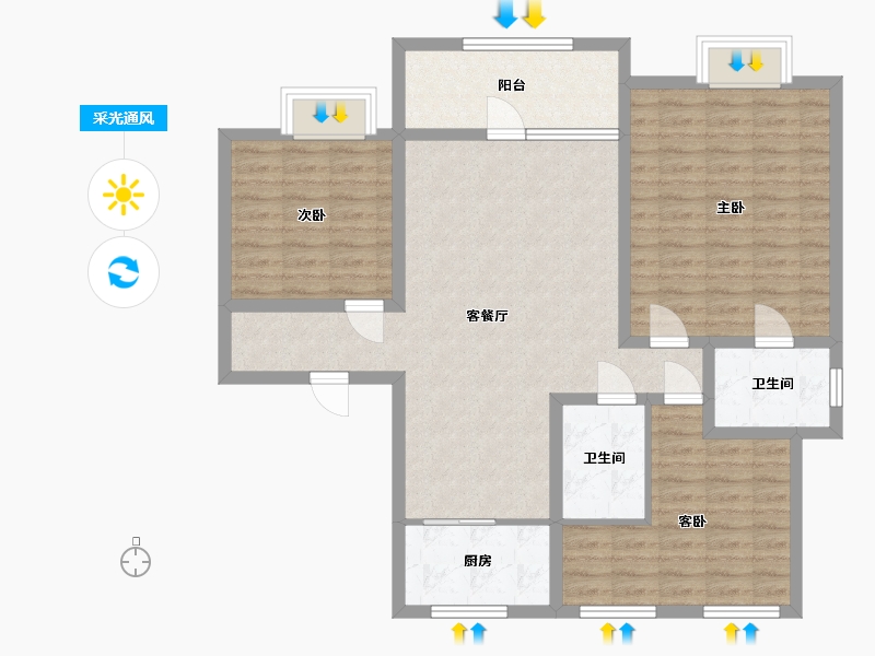 河南省-商丘市-神火城市春天-119.00-户型库-采光通风