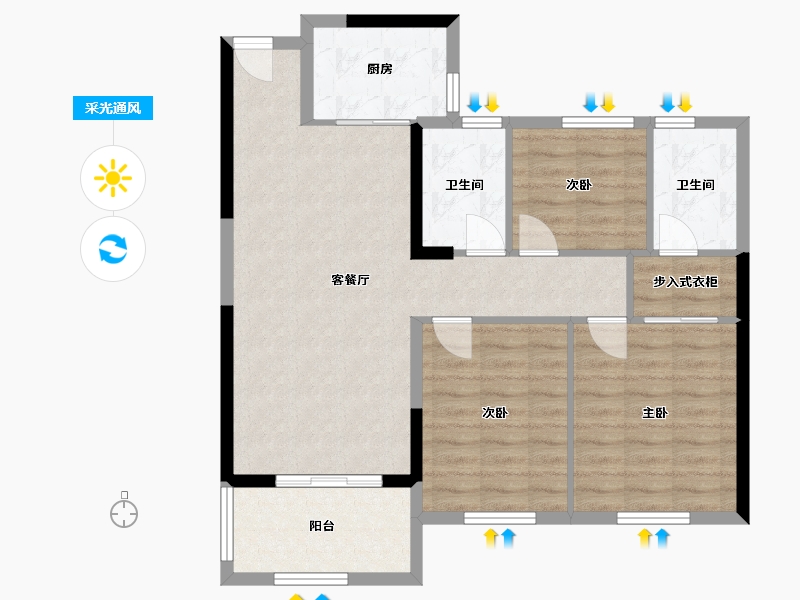 福建省-福州市-世茂璀璨滨江-88.00-户型库-采光通风