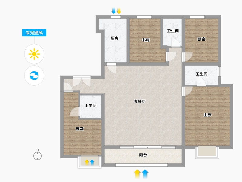 河南省-鹤壁市-建业世和府-145.00-户型库-采光通风