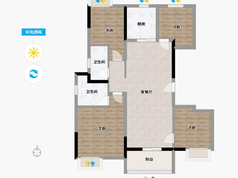 江苏省-苏州市-新澎湃国际社区-103.75-户型库-采光通风