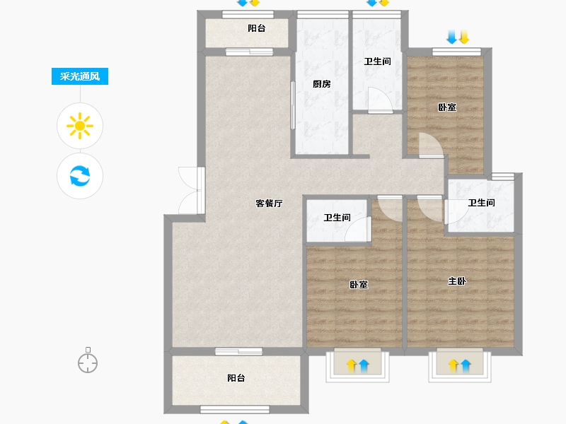 安徽省-宿州市-宿州院子北区-100.00-户型库-采光通风