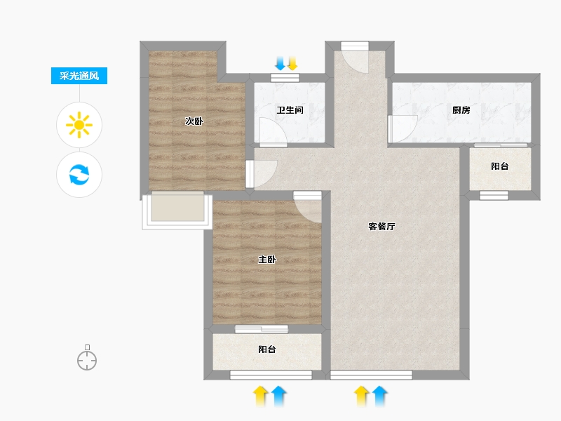 山西省-临汾市-西华名邸-85.00-户型库-采光通风