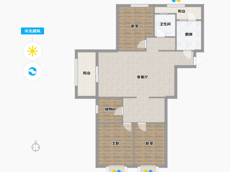 山东省-青岛市-蓝山湾-一期-111.00-户型库-采光通风