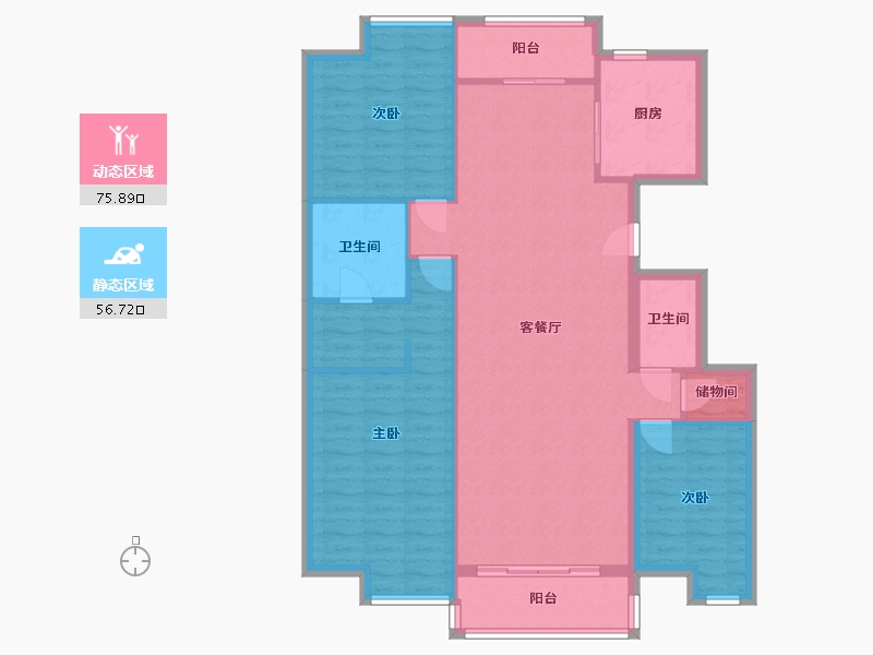 北京-北京市-鸿博家园-114.00-户型库-动静分区