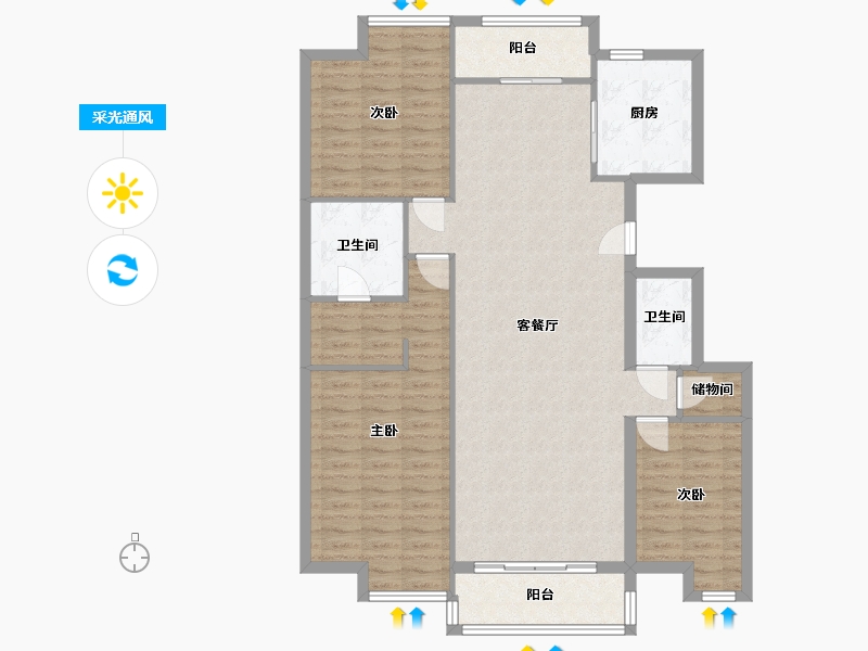 北京-北京市-鸿博家园-114.00-户型库-采光通风