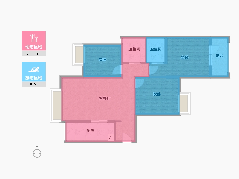 湖北省-武汉市-HONGQIAOCHENG-90.00-户型库-动静分区