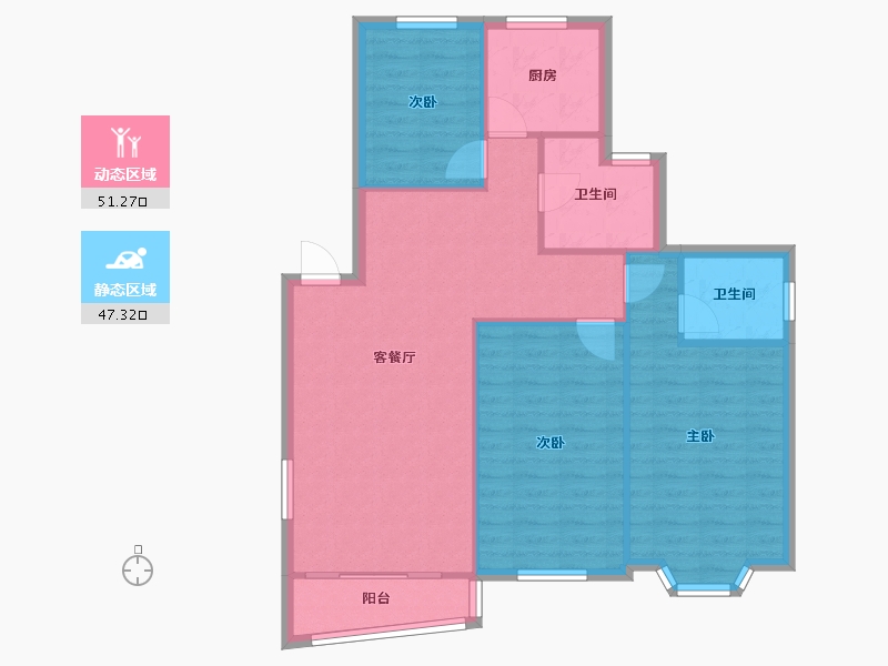 浙江省-杭州市-铁岭花园-98.00-户型库-动静分区