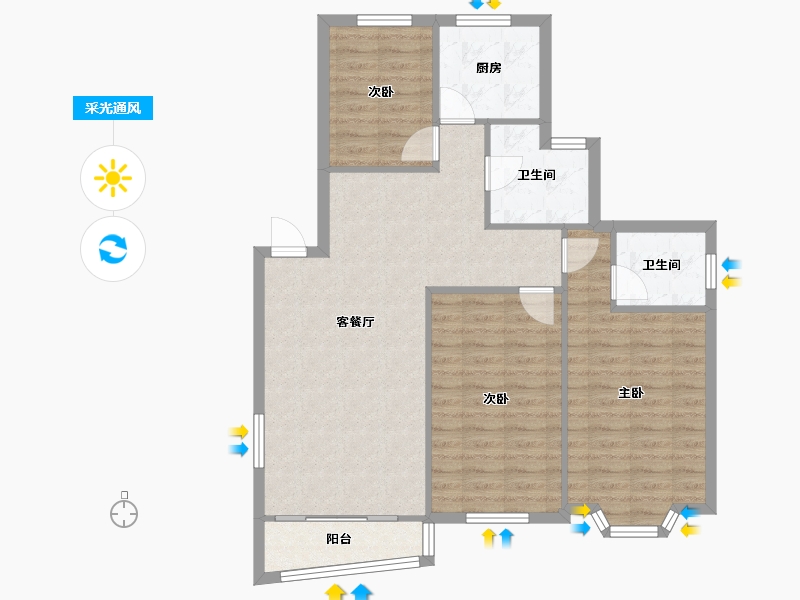 浙江省-杭州市-铁岭花园-98.00-户型库-采光通风