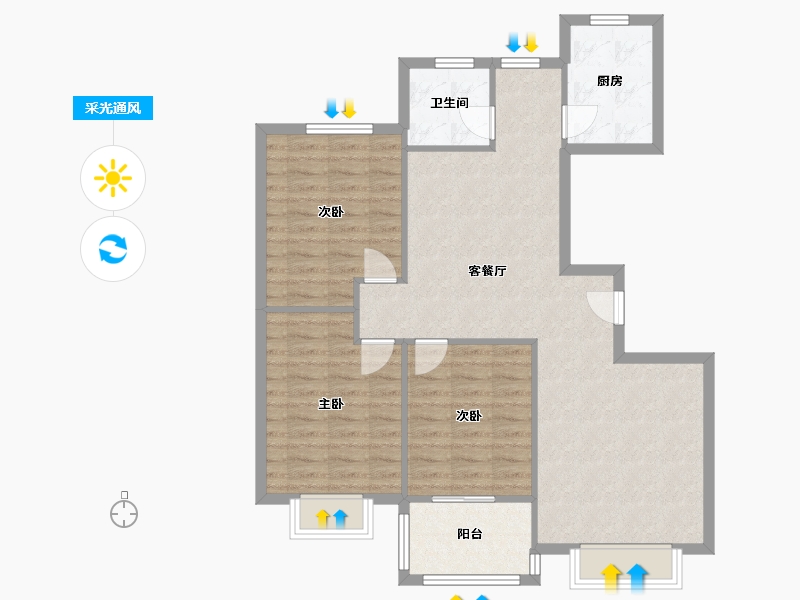 河南省-郑州市-博瑞-101.50-户型库-采光通风