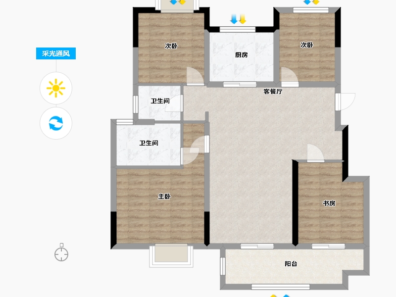 江西省-赣州市-保利堂悦-105.00-户型库-采光通风