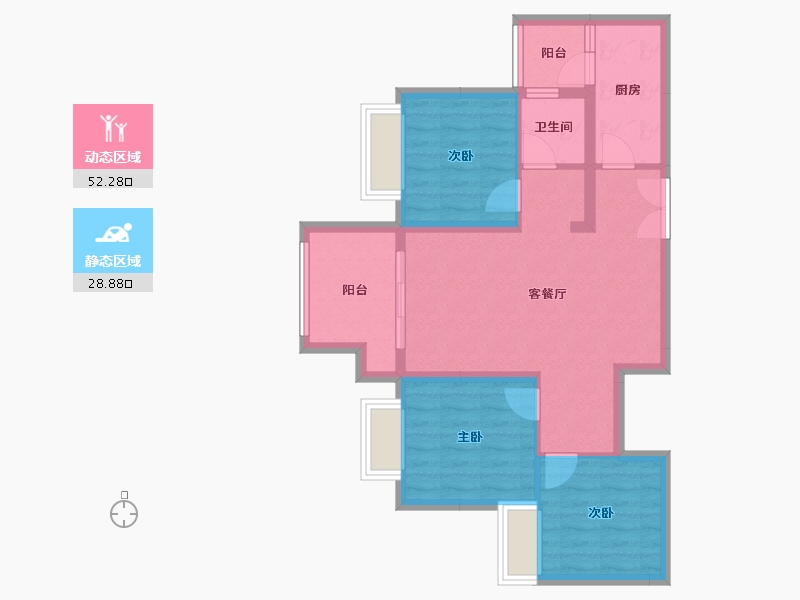 重庆-重庆市-阳光城哈罗小镇-75.00-户型库-动静分区