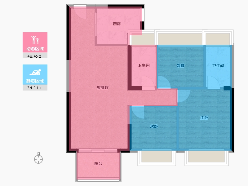 福建省-福州市-世茂璀璨滨江-88.00-户型库-动静分区