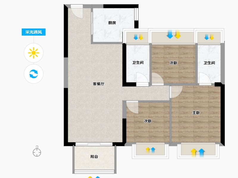 福建省-福州市-世茂璀璨滨江-88.00-户型库-采光通风