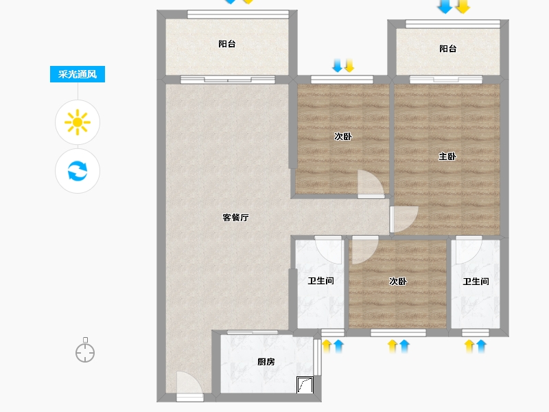 福建省-泉州市-盛世溪南公馆-87.20-户型库-采光通风